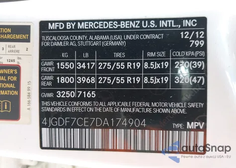 2013 Mercedes-Benz Gl 450 4Matic из США, поврежденный, VIN 4JGDF7CE7DA174904